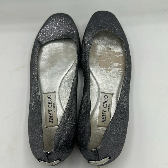 silver / metallic gray glitter Jimmy Choo ballet flats size 38 / 8 - Picture 4 of 5